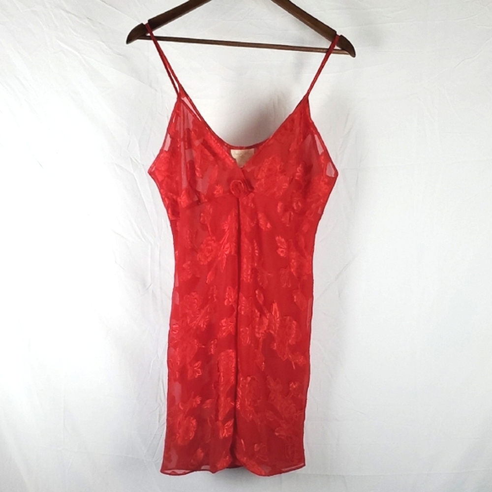 Vintage 90s Inner Most Red Floral Slip